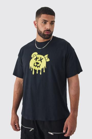 Plus Drippy Evil Teddy Graphic T-shirt In Black black