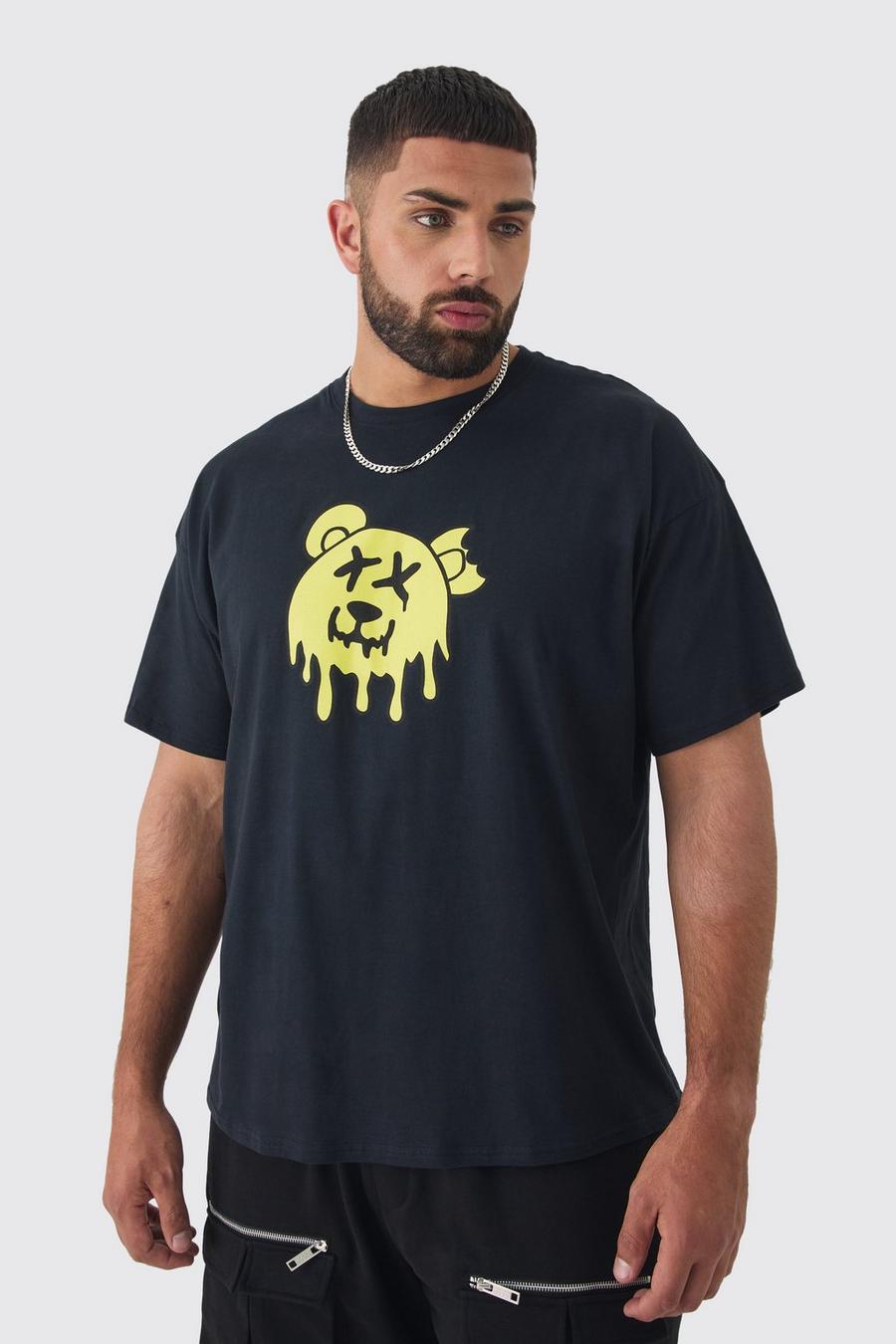 Plus Drippy Evil Teddy Graphic T-shirt In Black image number 1