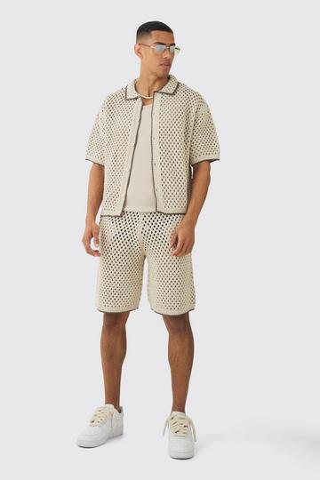 Oversized Boxy Contrasterende Contrasterende Blouse, Shorts Set Met Stiksels En Label stone