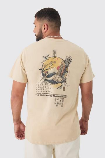 Plus Bird Graphic Back Print T-shirt ecru