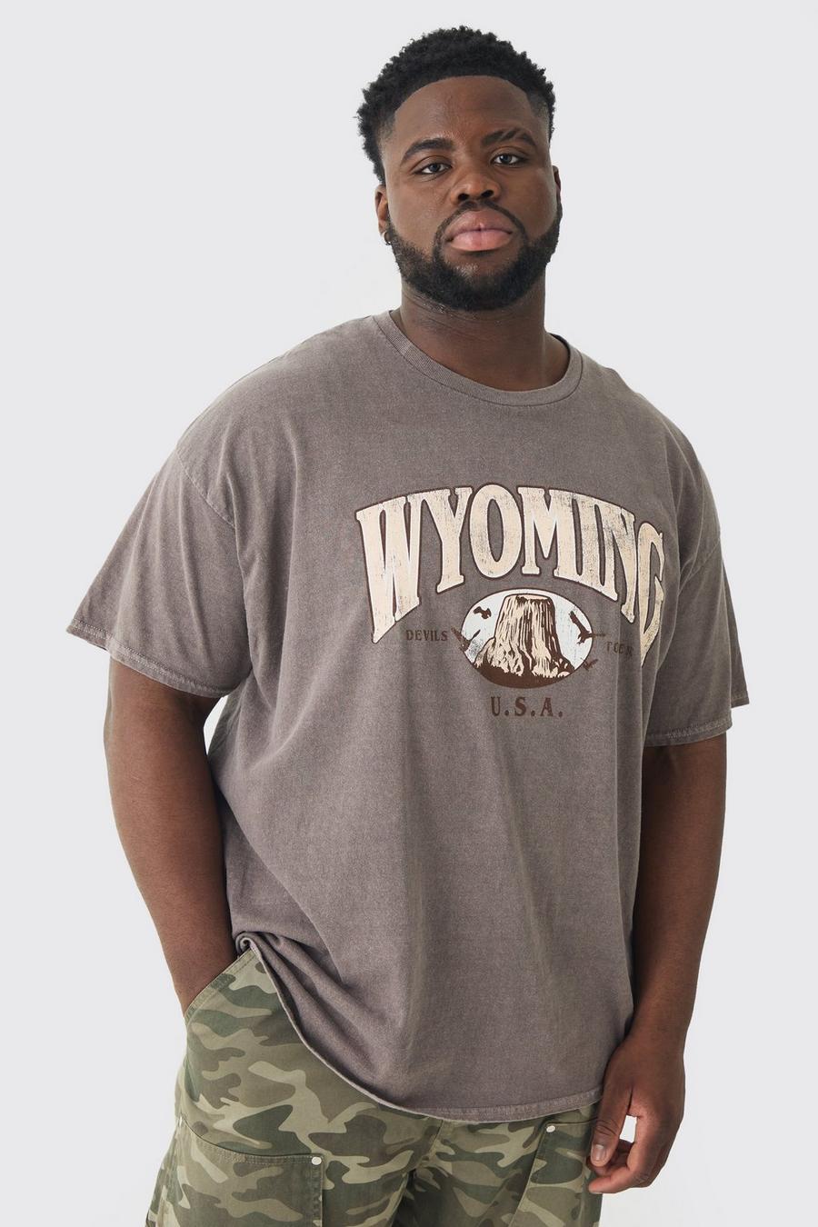 Chocolate Plus Oversized Washed Wyoming Print T-shirt