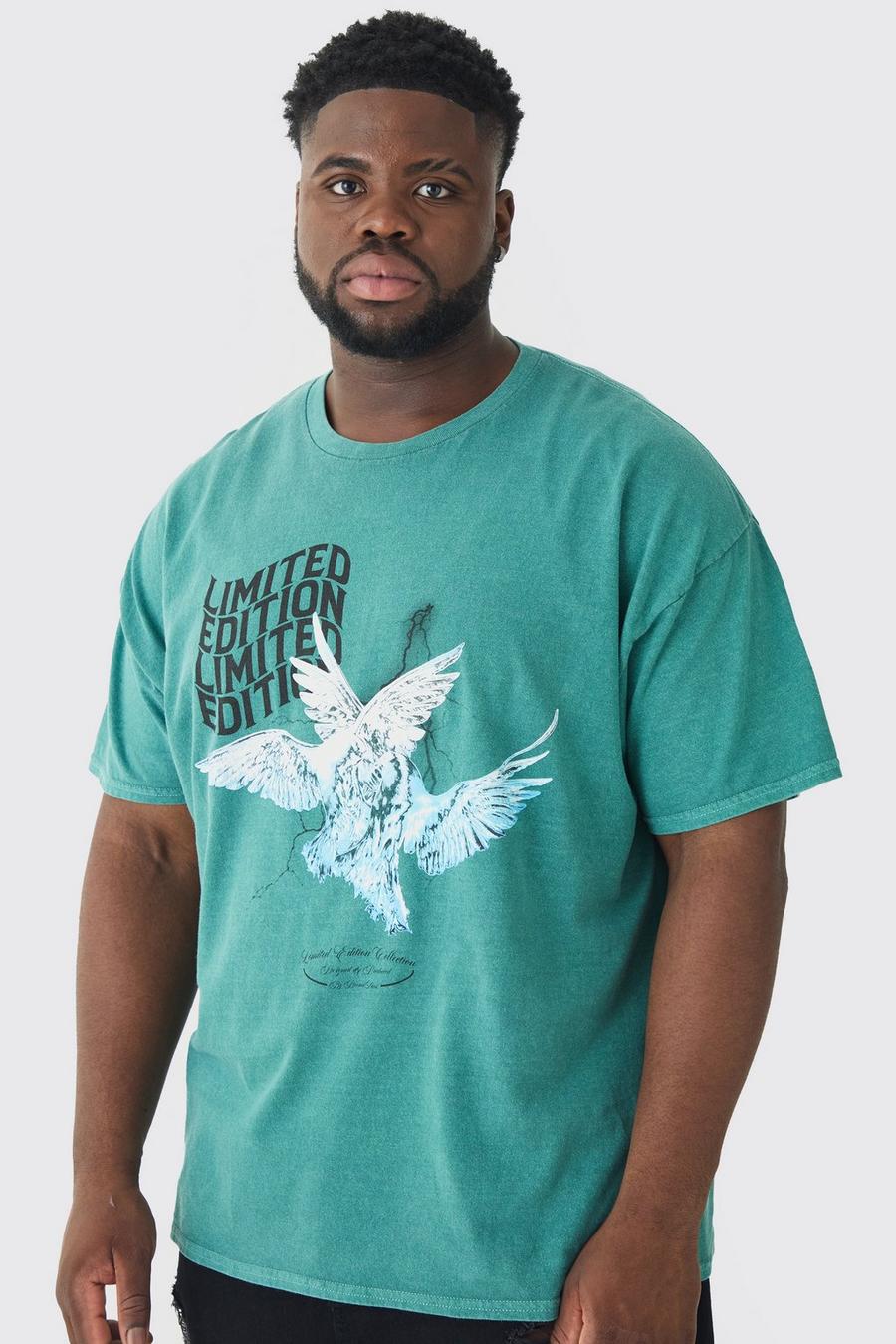 Green Plus Oversized Washed Dove Graphic T-shirt
