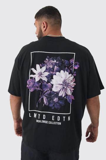 Plus Oversized Floral Back Graphic T-shirt black