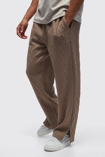 Relaxed Fit Cable Knit Split Hem Jogger mocha