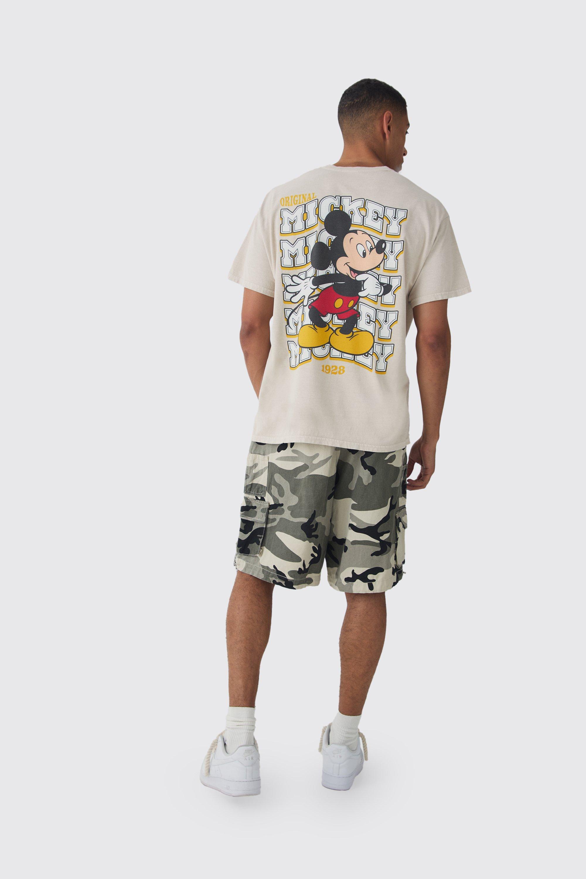 Oversized Mickey Mouse Disney Wash License Back Print T shirt boohoo