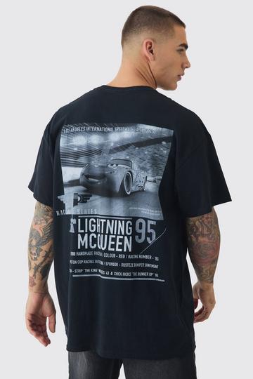 Black Oversized Disney Cars License Back Graphic T-Shirt