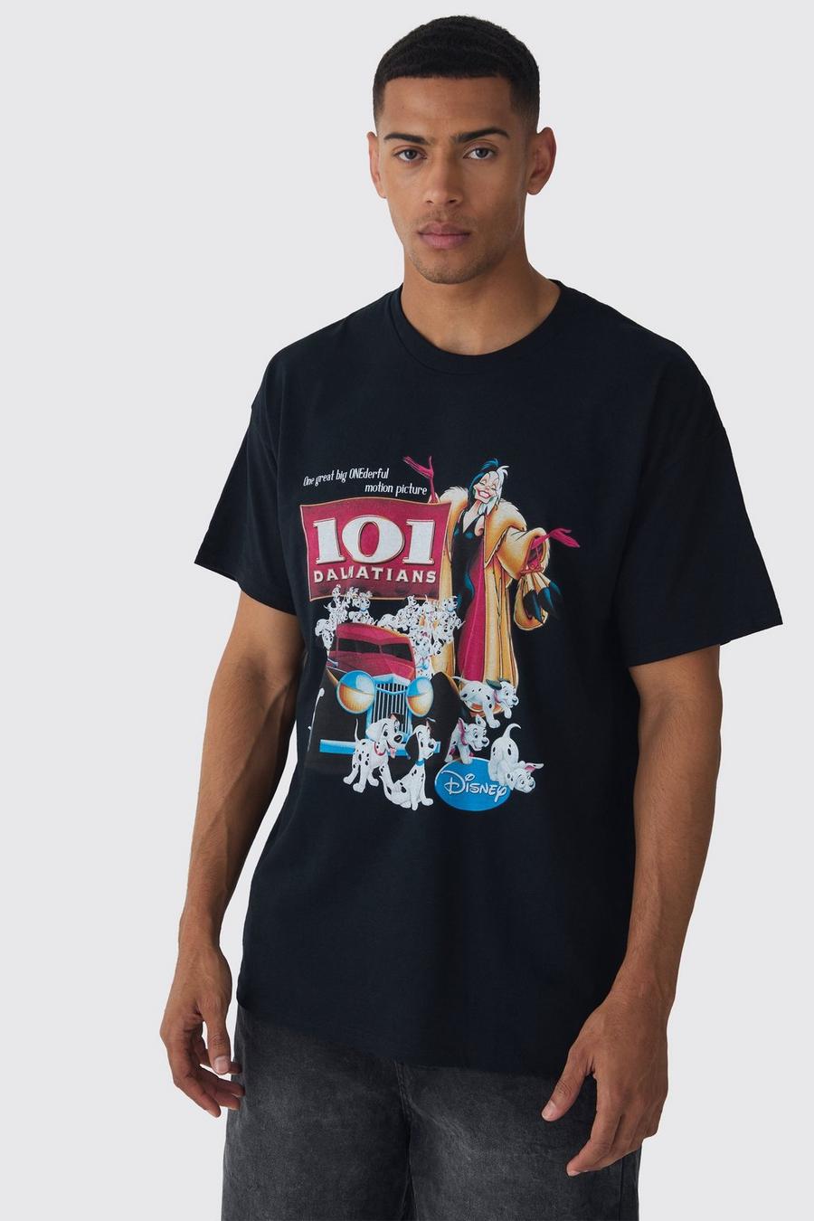 Black Oversized Disney 101 Dalmations License Print T-shirt image number 1