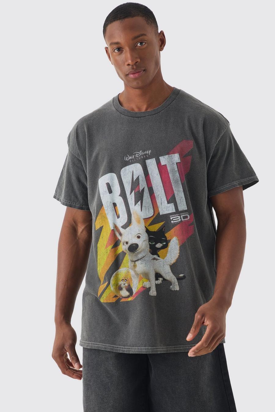 Charcoal Oversized Disney Bolt License Print T-shirt image number 1
