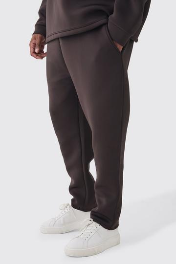 Chocolate Brown Plus Scuba Tapered Joggers