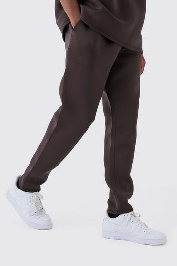 Chocolate Brown Tall Scuba Tapered Joggers