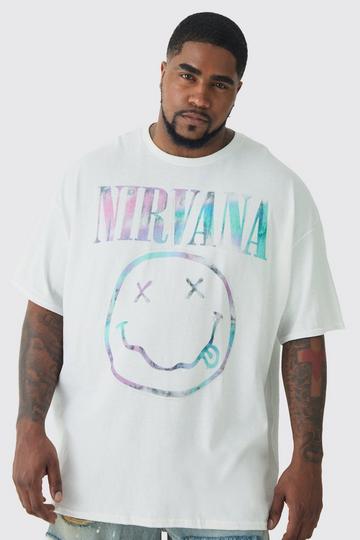 White Plus Nirvana Tie Dye Logo License T-shirt