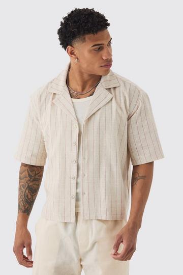 Oversized Boxy Revere Linen Shirt stone