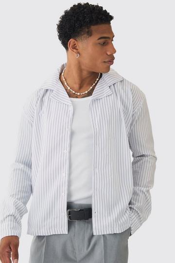 Oversized Long Sleeve Stripe Shirt white