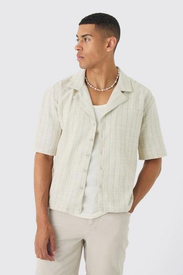 Green Oversized Boxy Revere Linen Shirt