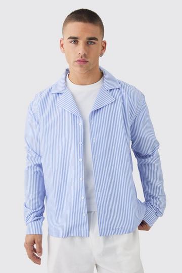 Oversized Long Sleeve Stripe Shirt light blue