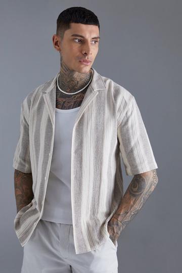 Oversized Revere Linen Look Stripe Shirt natural