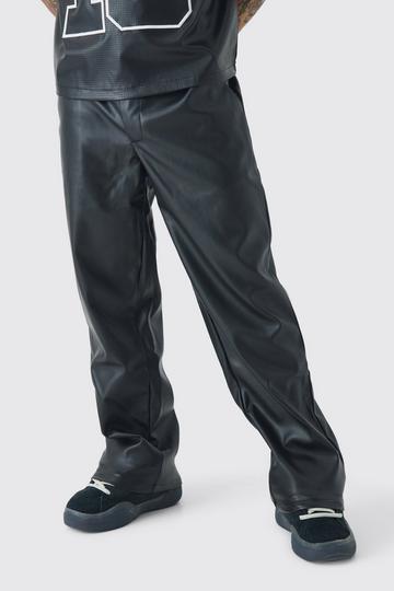 Baggy PU Broek Met Tailleband black