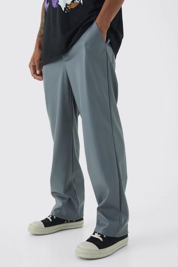 Charcoal Grey Relaxed Fixed Waist Pu Trouser