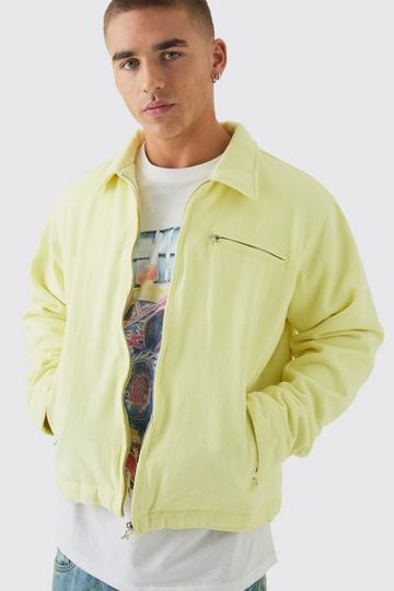 Washed Padded Twill Worker Jacket In Yellow yellow