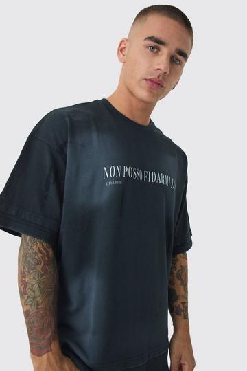 Premium Oversized Faux Layer Top Stitch Washed T-shirt black