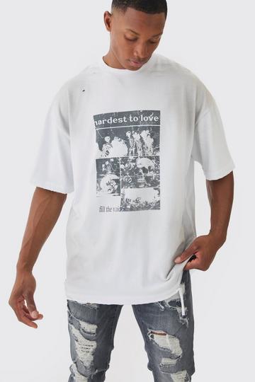 Oversized Gebleekt Premium T-Shirt Met Print white