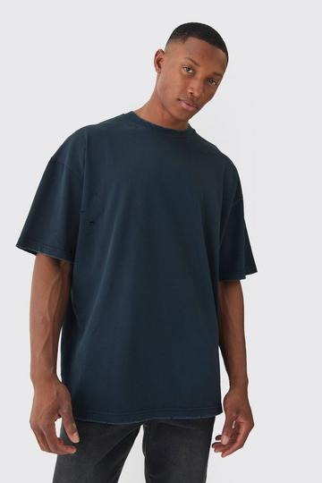 Premium Oversized Top Stitched & Washed T-shirt black