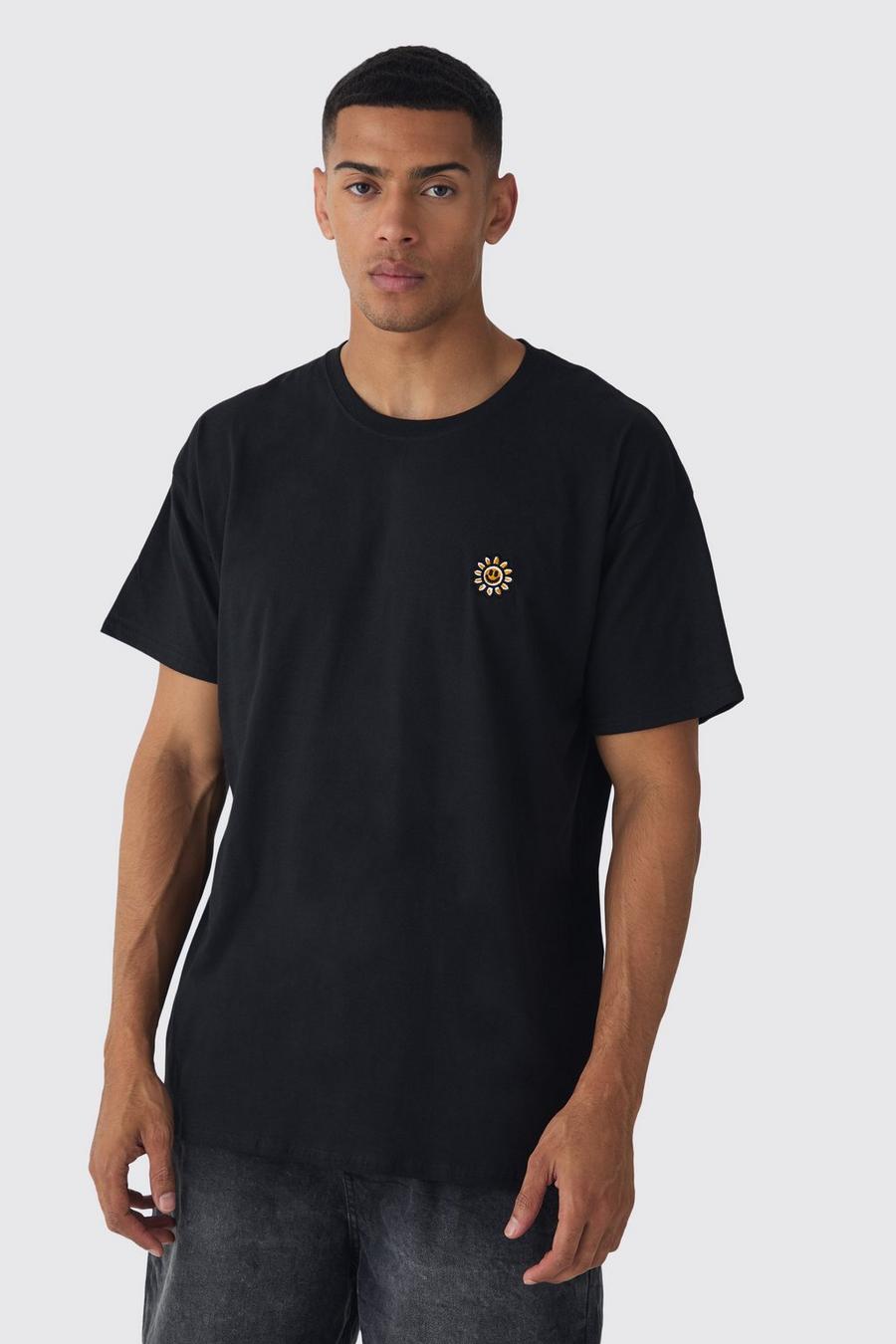 Black Oversized Sunshine Embroidered T-shirt