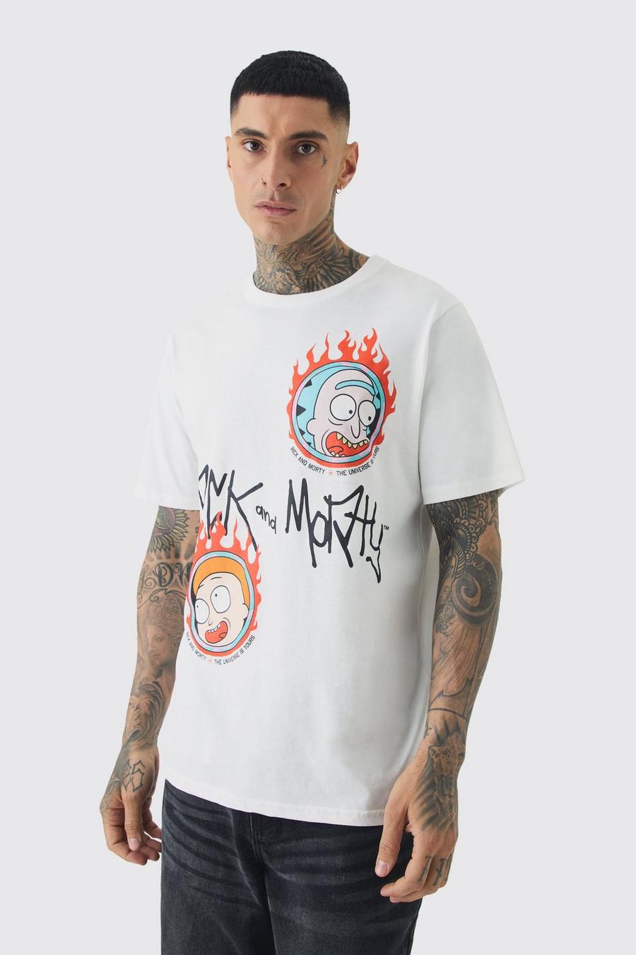 White Tall Gelicenseerd Rick & Morty T-Shirt In Wit image number 1