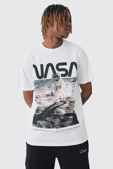 Tall Nasa Printed Licensed T-shirt In White white