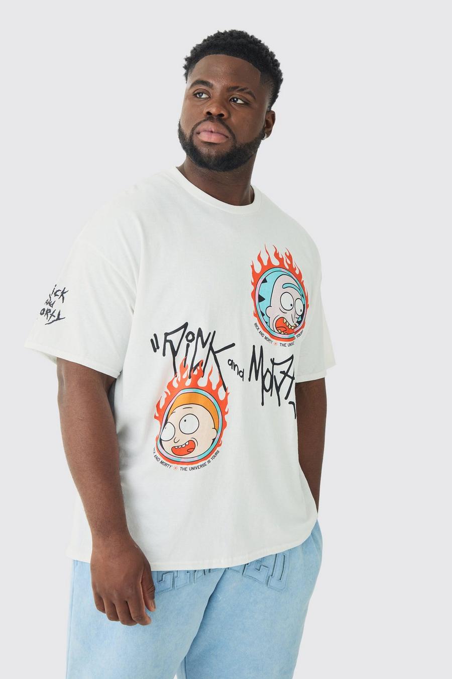 Plus Rick & Morty Printed License T-shirt In White image number 1