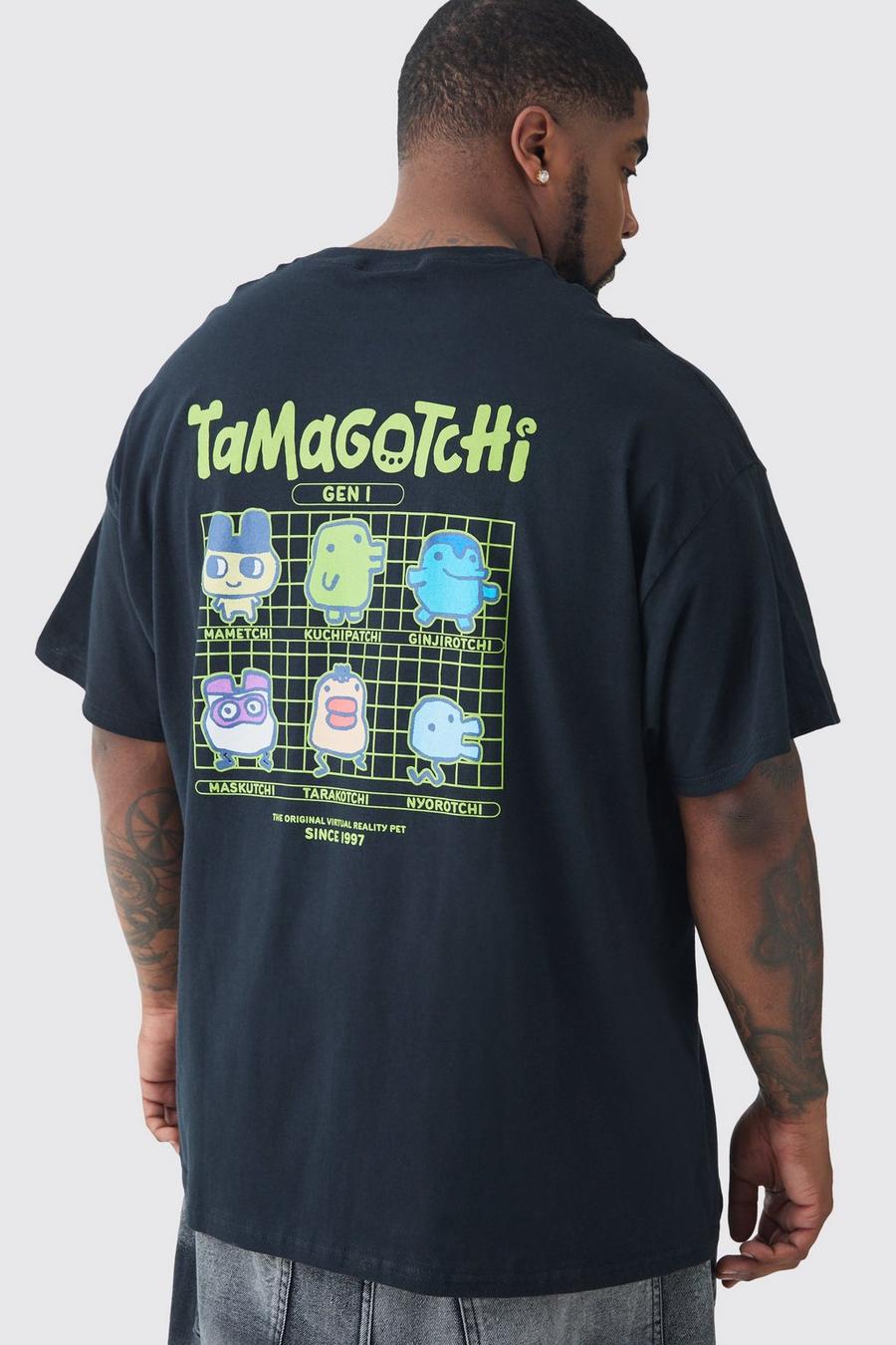 Plus Tamogotchi Back Print License T-shirt In Black image number 1
