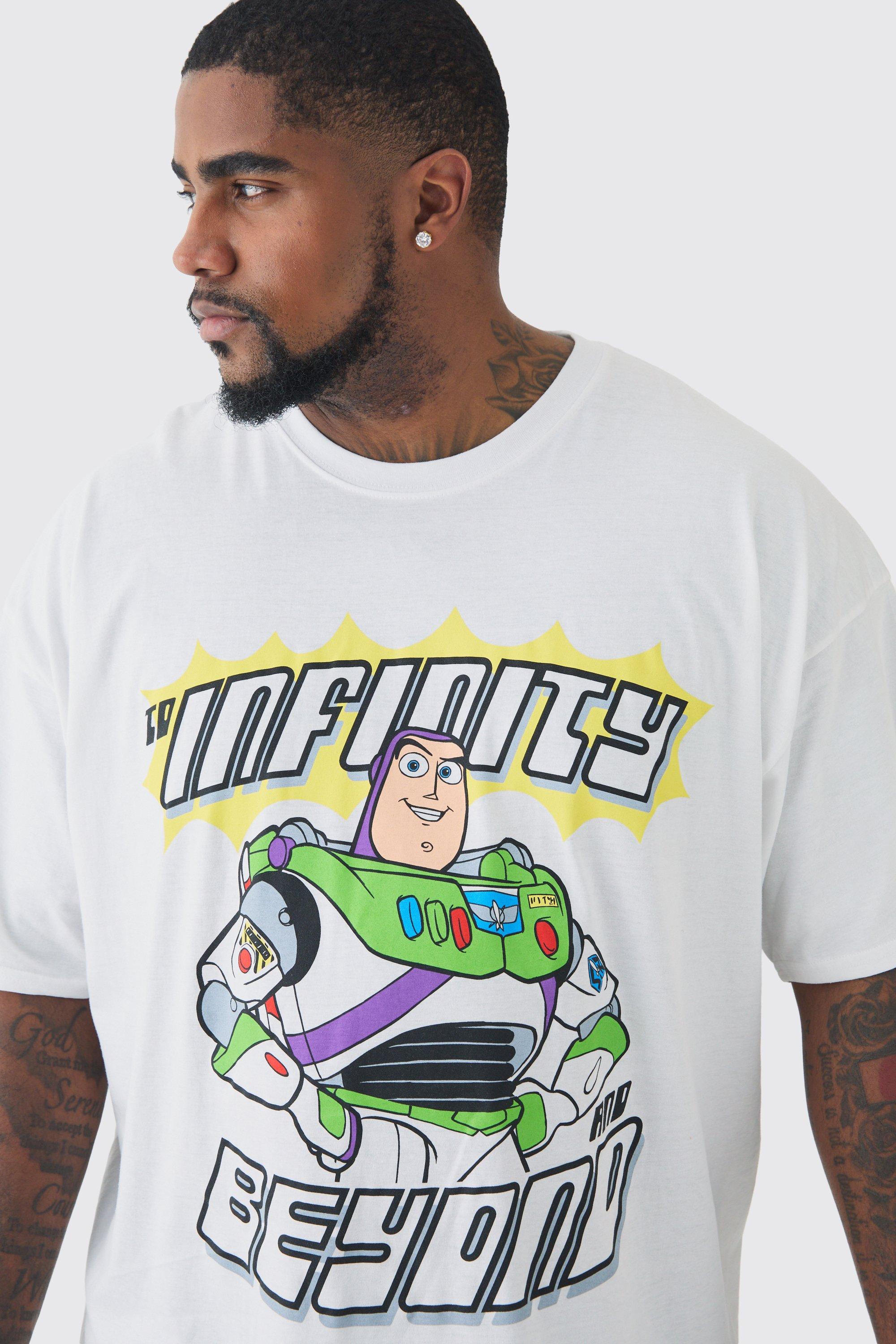 Camiseta Plus blanca con estampado de Buzz Lightyear y estampado de infinito