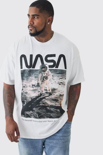 Plus Nasa Printed Licensed T-shirt In White white