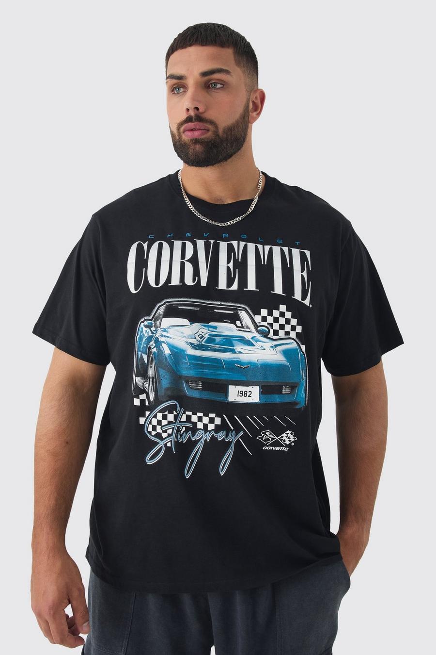 Plus Corvette Printed Licensed T-shirt In Black image number 1