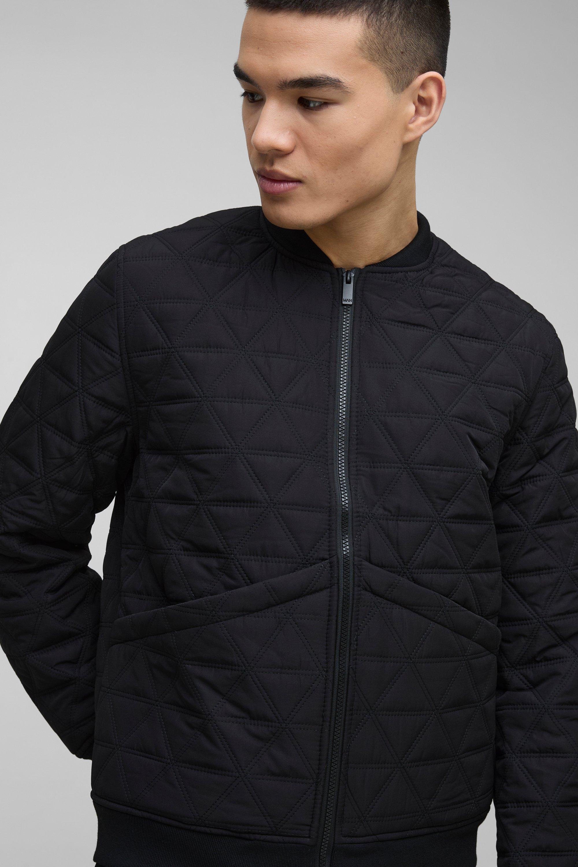 Quilted Bomber Jacket In Black boohoo