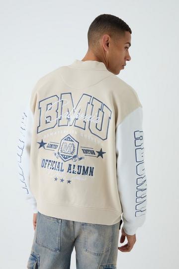 Oversized Jersey Boxy Varsity Bomberjack taupe