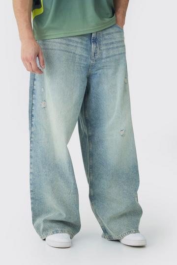 Tall Sun Bleached Distressed Parachute Fit Jeans bleach wash