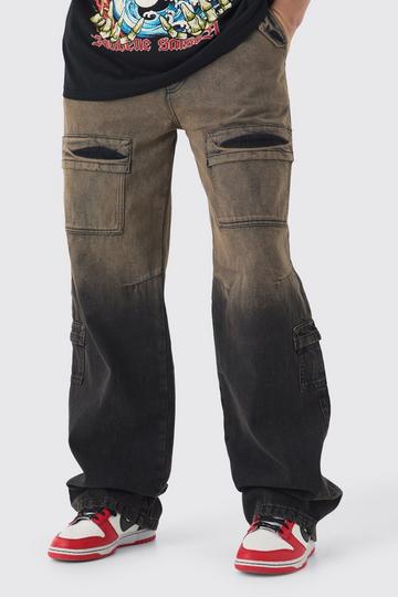 Tall Overdye Ombre Jeans Met Zakken chocolate