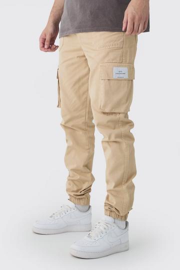 Tall Slim Fit Cargo Joggingbroek Met Elastische Taille En Logo stone