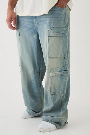 Plus Gebleekte Baggy Jeans Met Zakken bleach wash