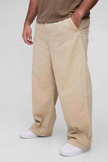 Stone Beige Plus Drawcord Relaxed Fit Chino