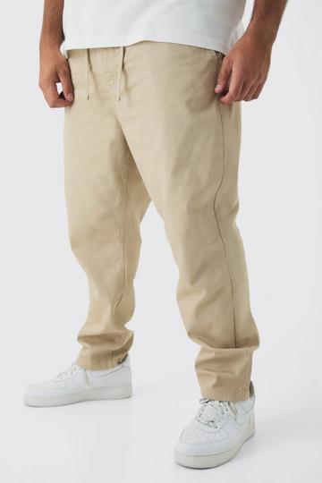 Stone Beige Plus Drawcord Tapered Fit Chino