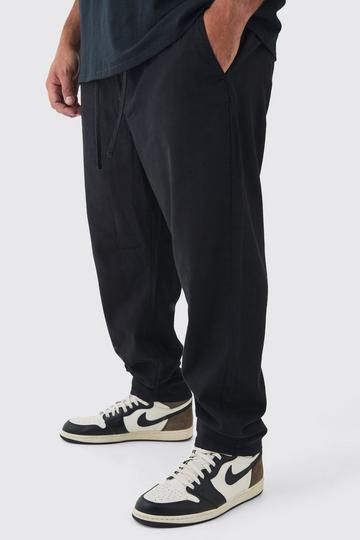 Black Plus Drawcord Tapered Fit Chino