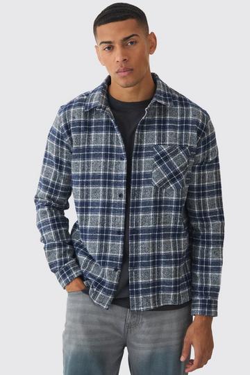 Regular Fit Long Sleeve Check Shirt grey