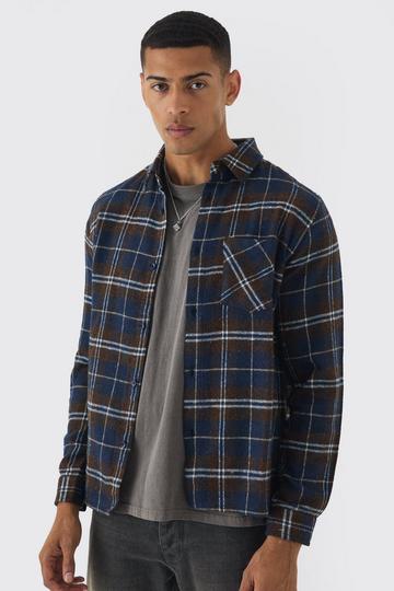 Regular Fit Long Sleeve Flannel Shirt navy