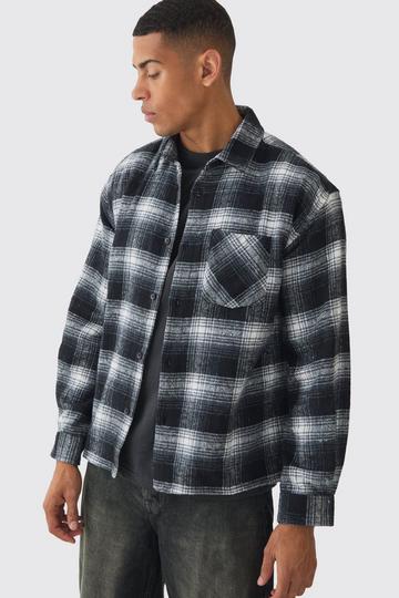 Oversized Long Sleeve Flannel Shirt black