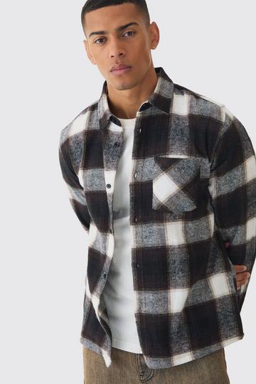 Regular Fit Long Sleeve Check Shirt black