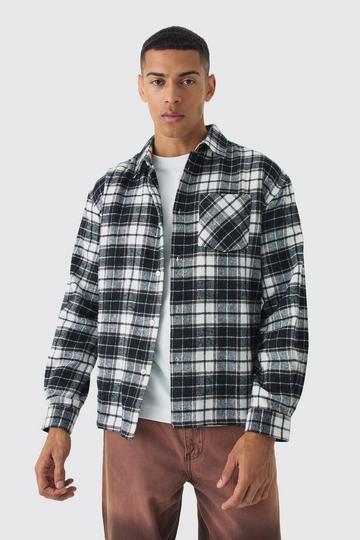 White Oversized Long Sleeve Check Shirt