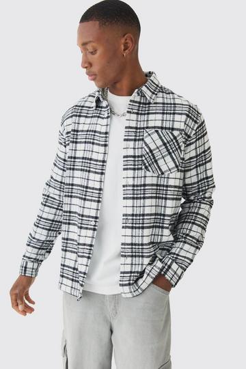 White Regular Fit Long Sleeve Check Shirt