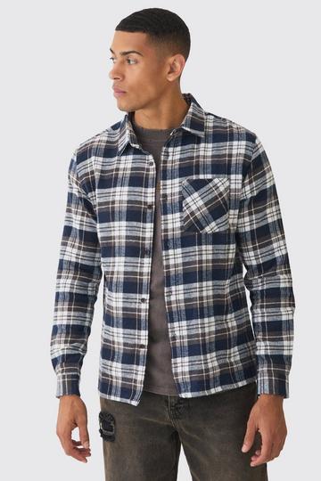 Regular Fit Long Sleeve Check Shirt chocolate